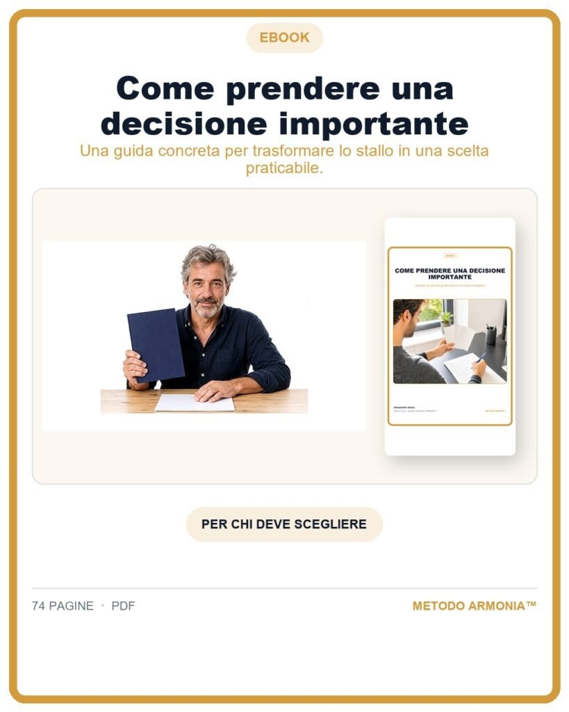 Come prendere una decisione importante — Copertina Metodo ARMONIA™