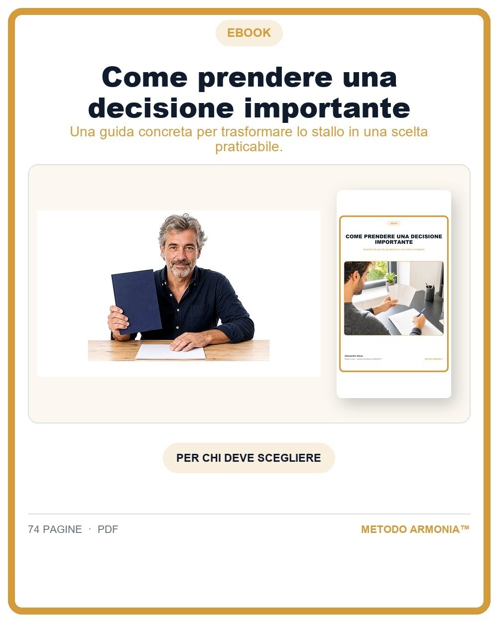 Come prendere una decisione importante — Copertina Metodo ARMONIA™