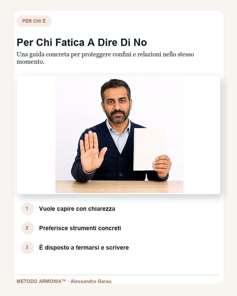 Imparare a dire di no — Per chi è Metodo ARMONIA™