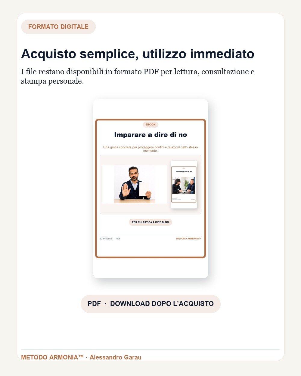 Imparare a dire di no — Formato e download Metodo ARMONIA™