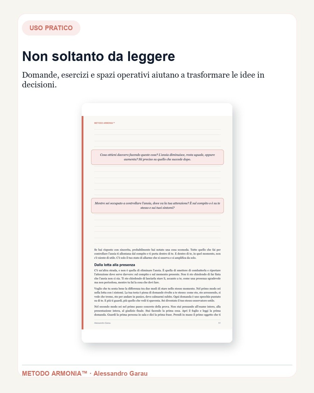 Ansia da prestazione — Parte pratica Metodo ARMONIA™