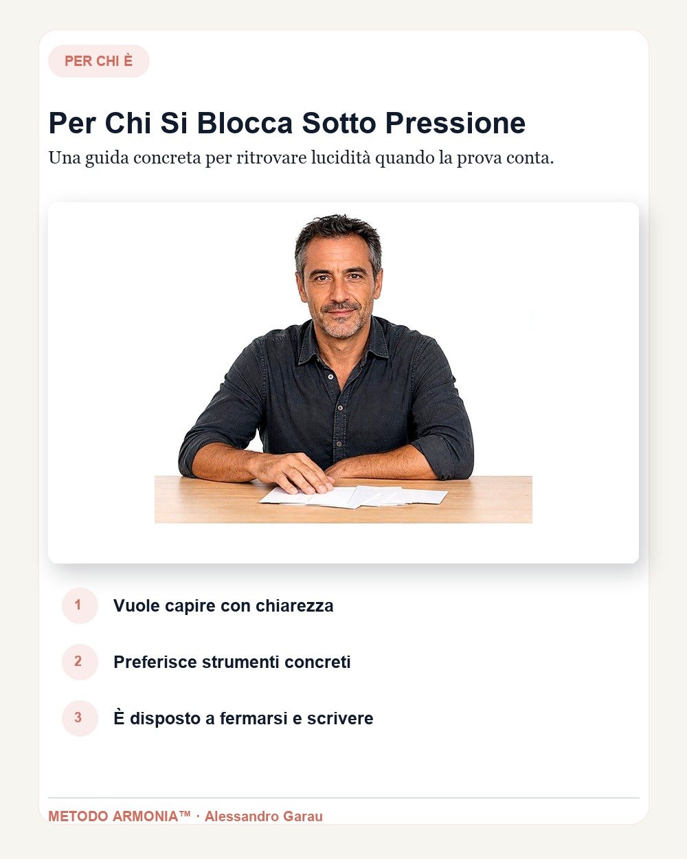 Ansia da prestazione — Per chi è Metodo ARMONIA™