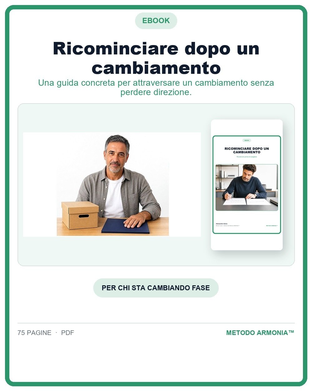 Ricominciare dopo un cambiamento — Copertina Metodo ARMONIA™