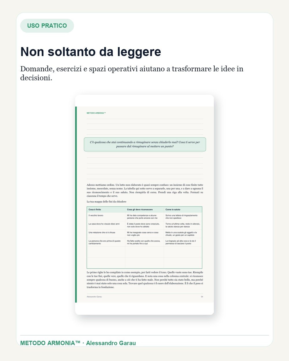 Ricominciare dopo un cambiamento — Parte pratica Metodo ARMONIA™