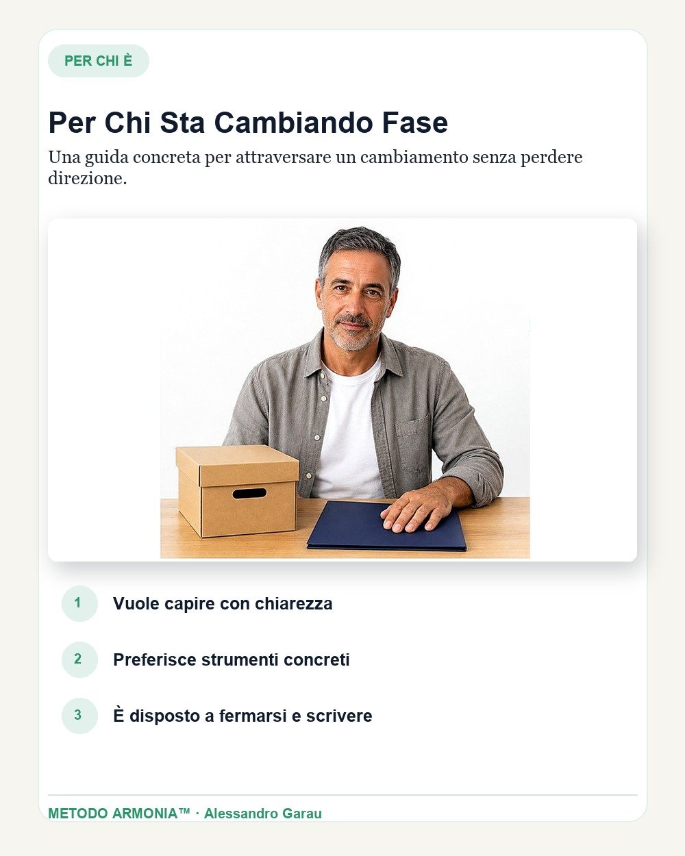 Ricominciare dopo un cambiamento — Per chi è Metodo ARMONIA™