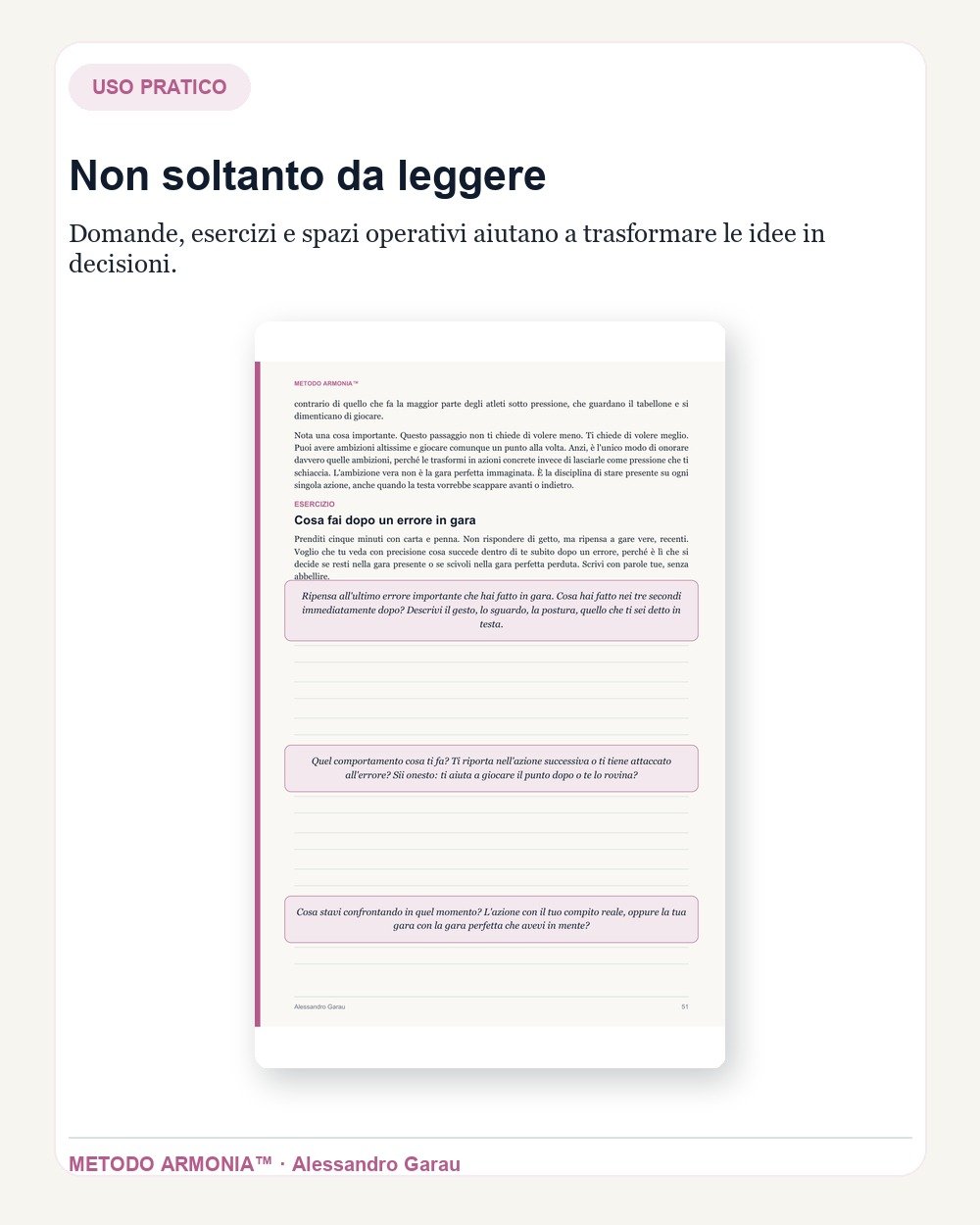 Testa in gara — Parte pratica Metodo ARMONIA™
