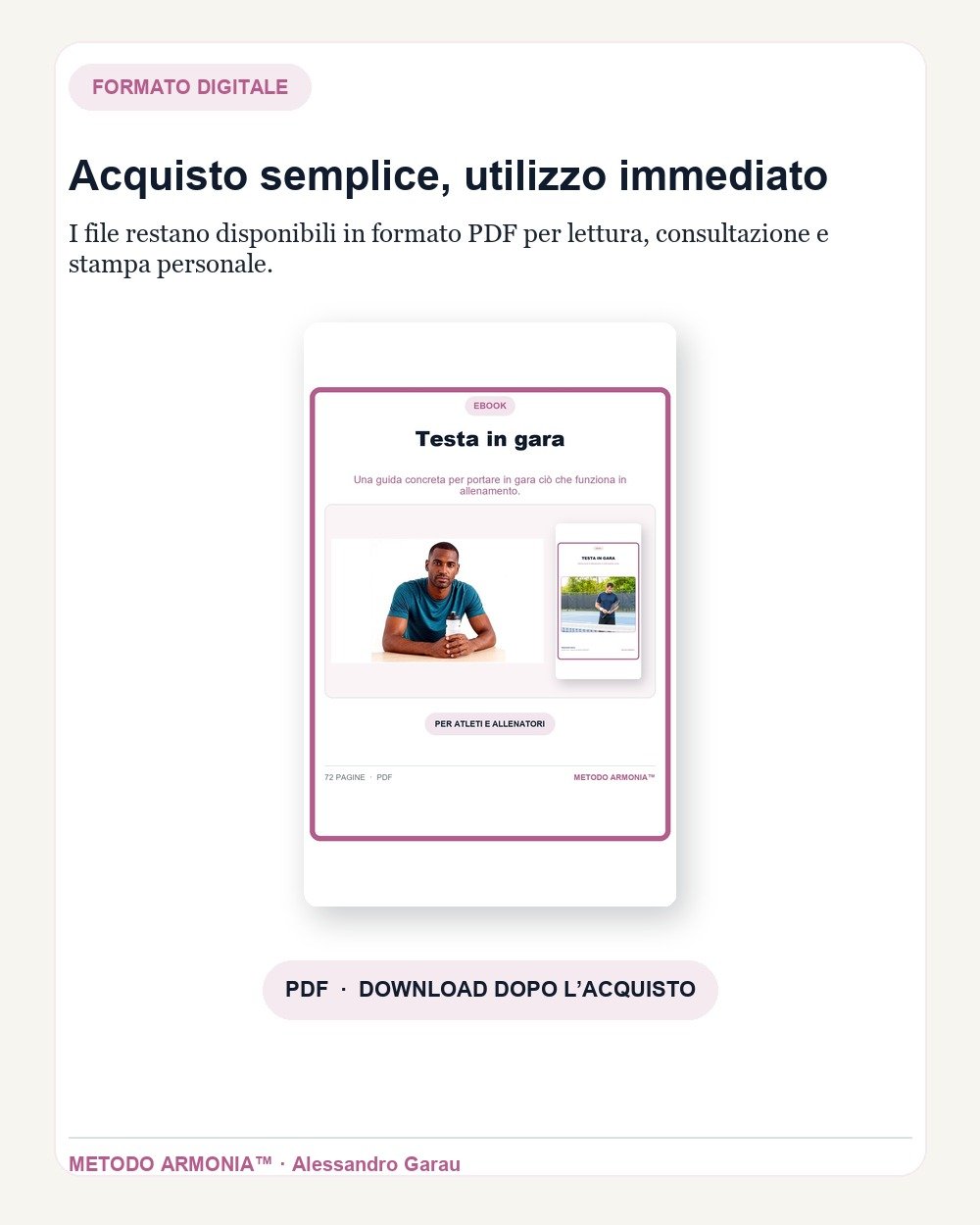 Testa in gara — Formato e download Metodo ARMONIA™