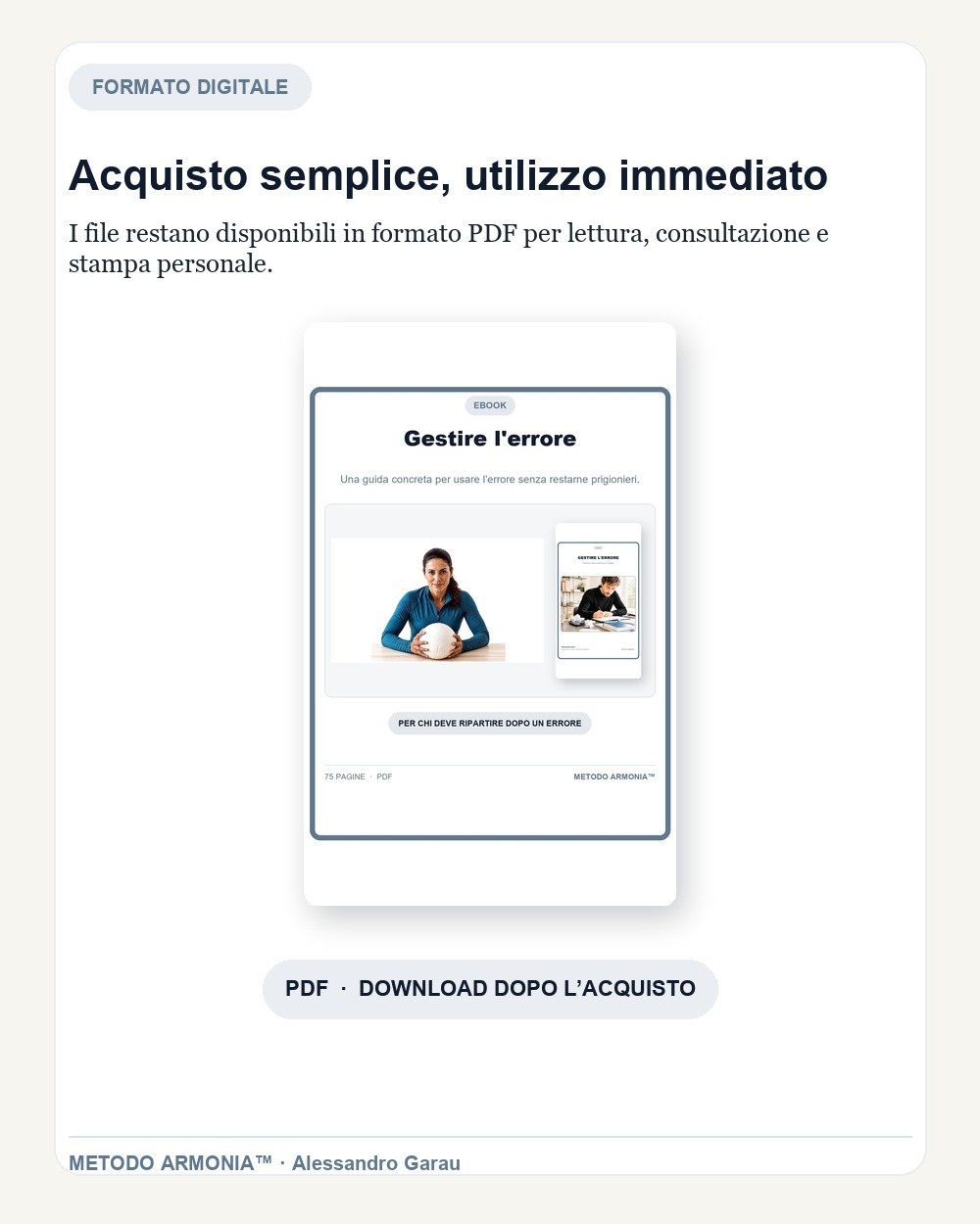 Gestire l'errore — Formato e download Metodo ARMONIA™