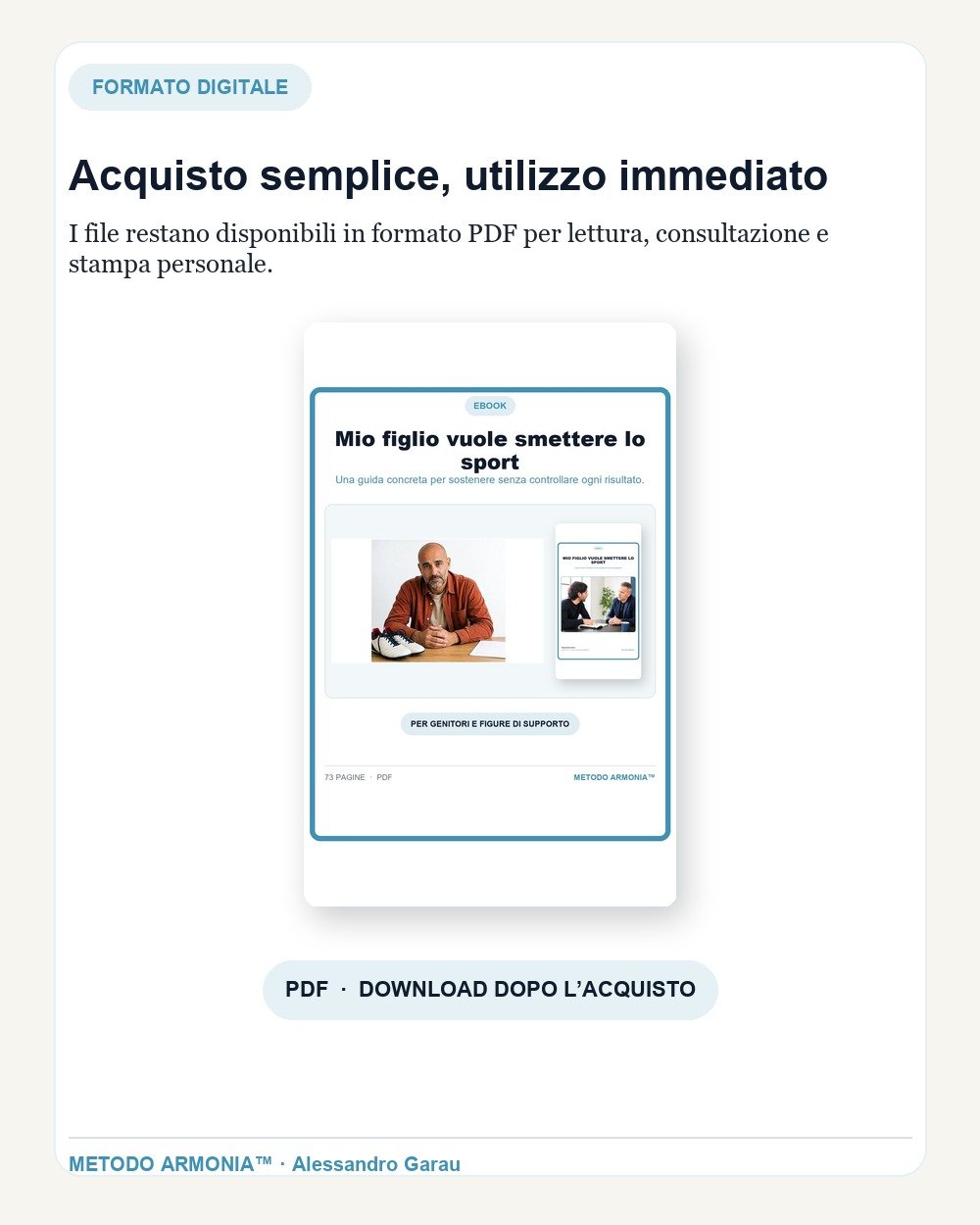 Mio figlio vuole smettere lo sport — Formato e download Metodo ARMONIA™