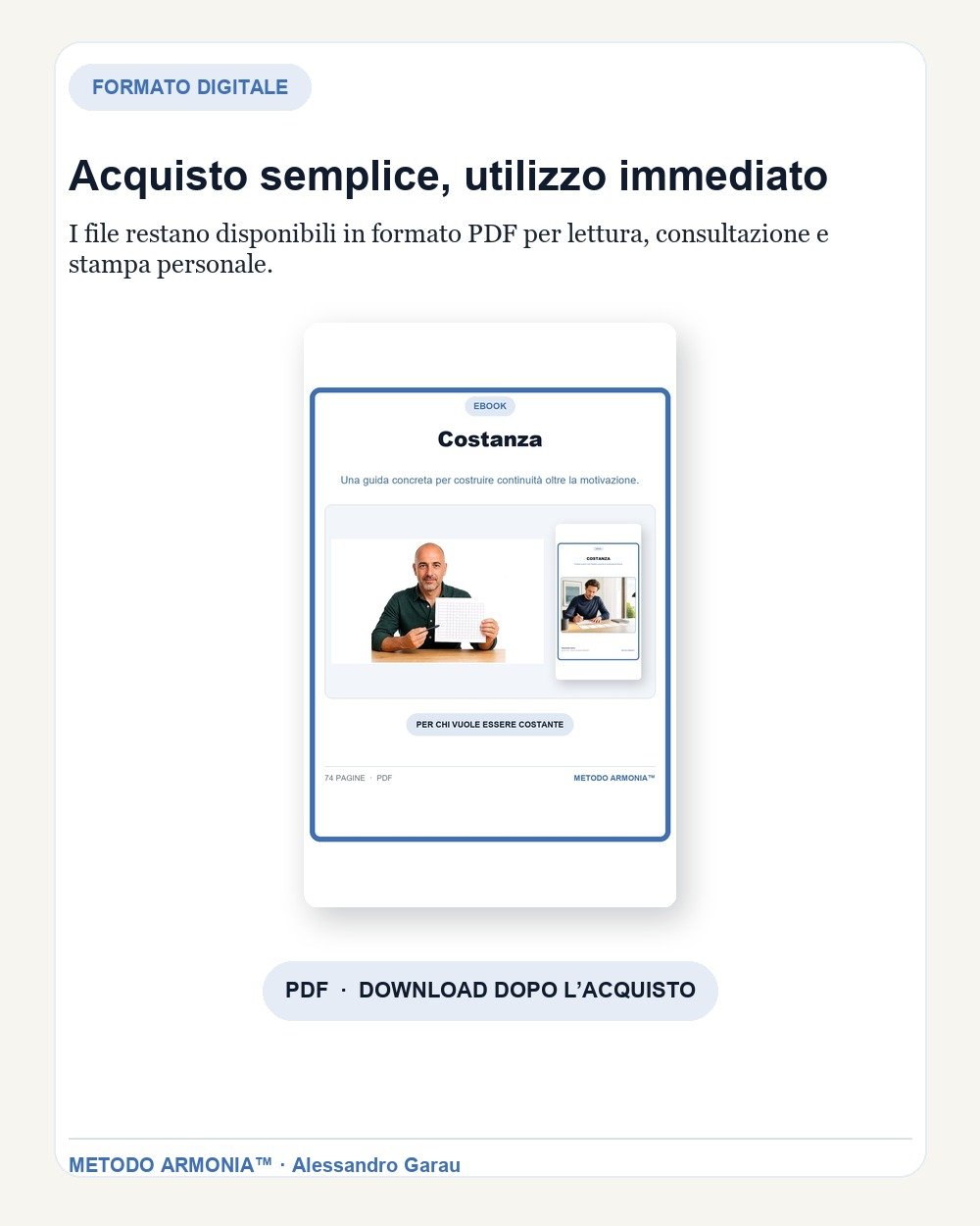 Costanza — Formato e download Metodo ARMONIA™