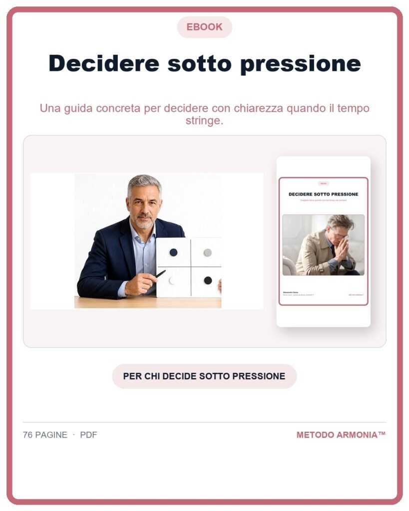Decidere sotto pressione — Copertina Metodo ARMONIA™