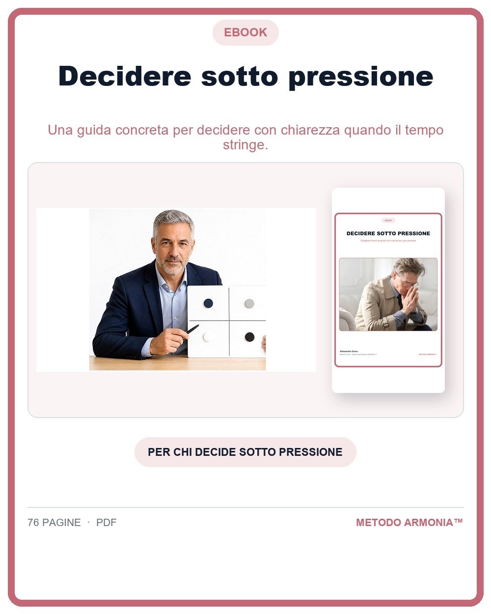Decidere sotto pressione — Copertina Metodo ARMONIA™