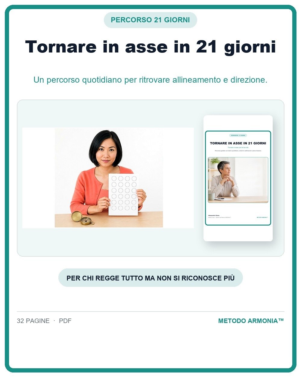 Tornare in asse in 21 giorni — Copertina Metodo ARMONIA™