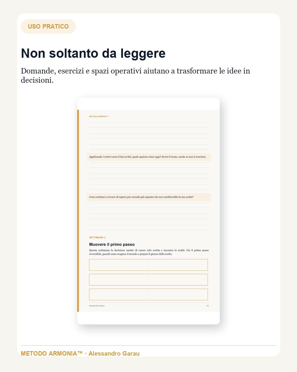 Decidere in 21 giorni — Parte pratica Metodo ARMONIA™