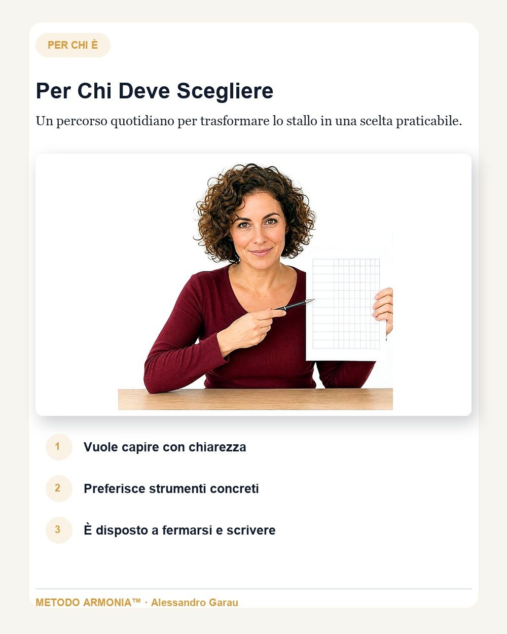 Decidere in 21 giorni — Per chi è Metodo ARMONIA™
