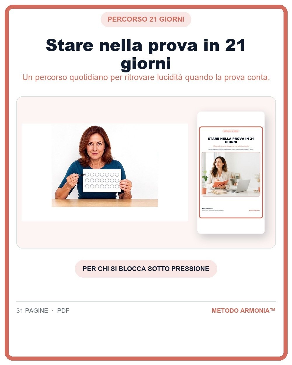 Stare nella prova in 21 giorni — Copertina Metodo ARMONIA™