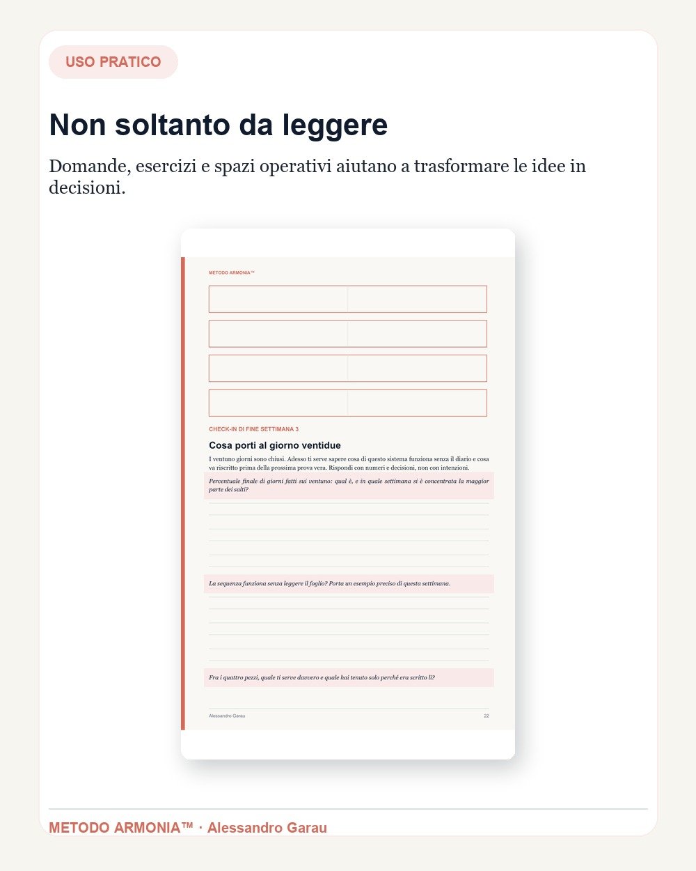 Stare nella prova in 21 giorni — Parte pratica Metodo ARMONIA™