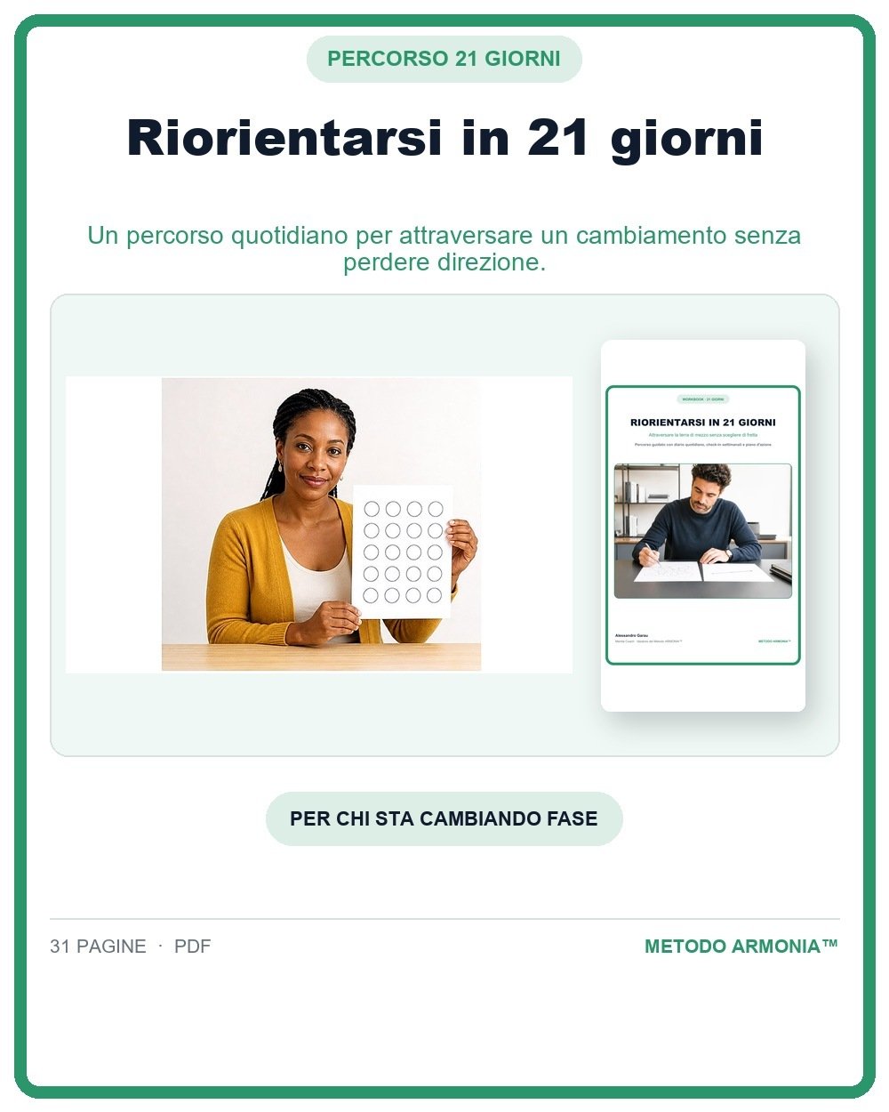 Riorientarsi in 21 giorni — Copertina Metodo ARMONIA™