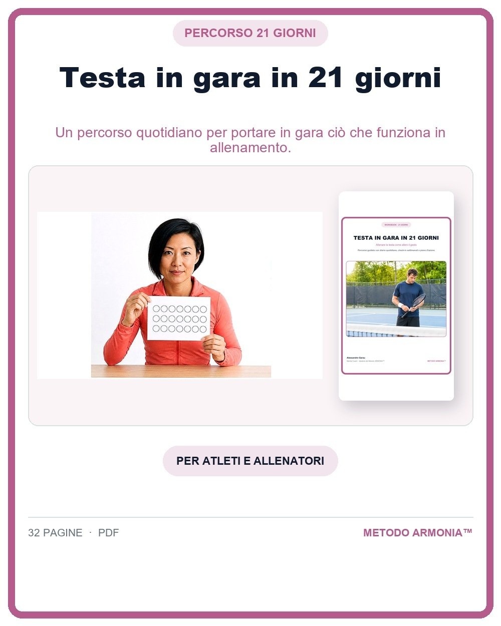 Testa in gara in 21 giorni — Copertina Metodo ARMONIA™