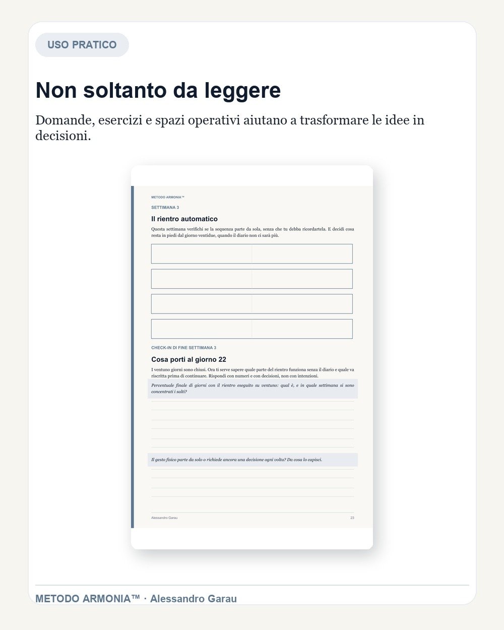 Rientrare in 21 giorni — Parte pratica Metodo ARMONIA™