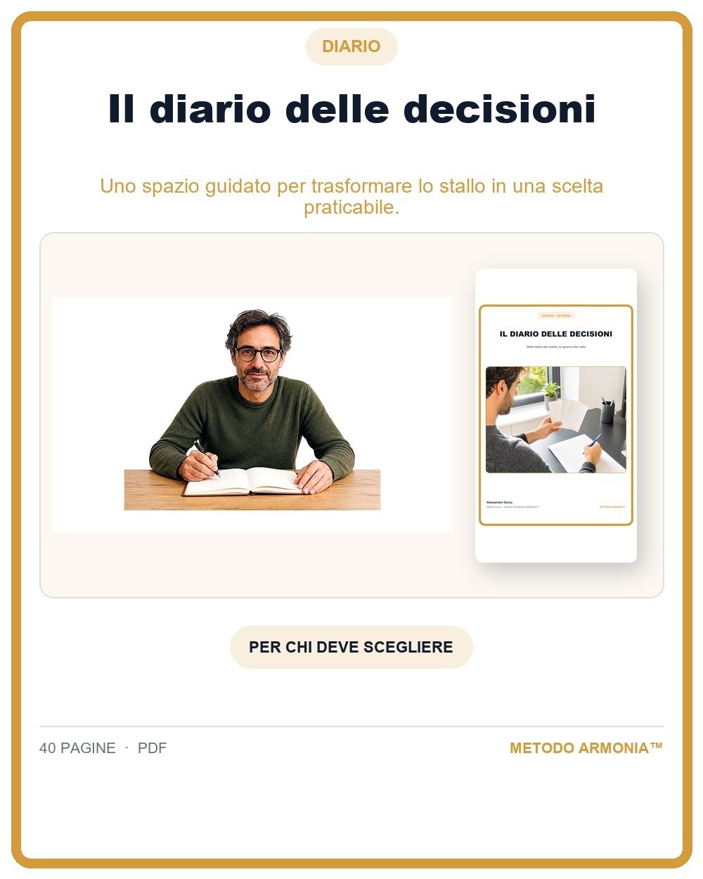 Il diario delle decisioni — Copertina Metodo ARMONIA™