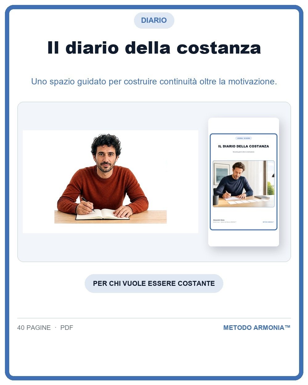 Il diario della costanza — Copertina Metodo ARMONIA™