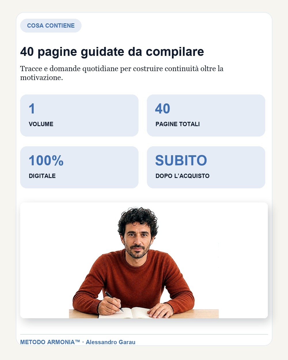 Il diario della costanza — Cosa contiene