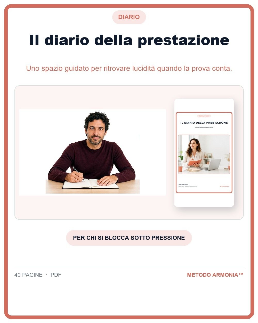 Il diario della prestazione — Copertina Metodo ARMONIA™