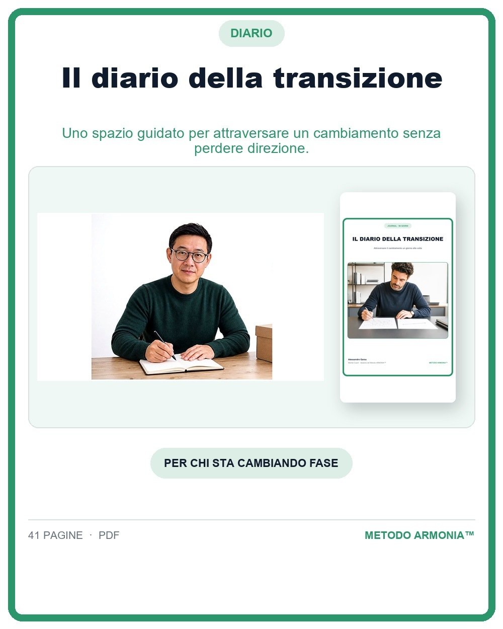 Il diario della transizione — Copertina Metodo ARMONIA™