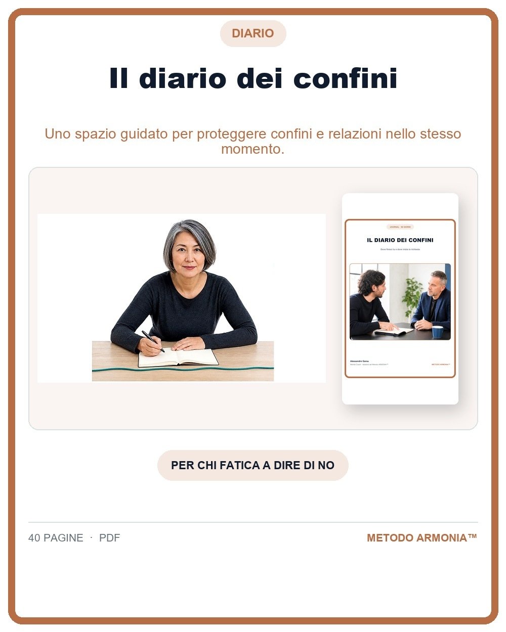 Il diario dei confini — Copertina Metodo ARMONIA™