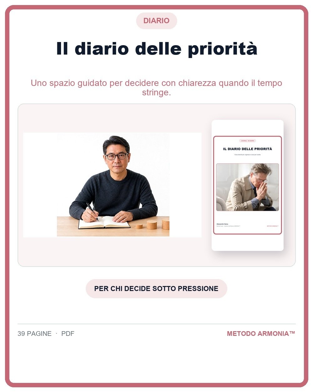 Il diario delle priorità — Copertina Metodo ARMONIA™