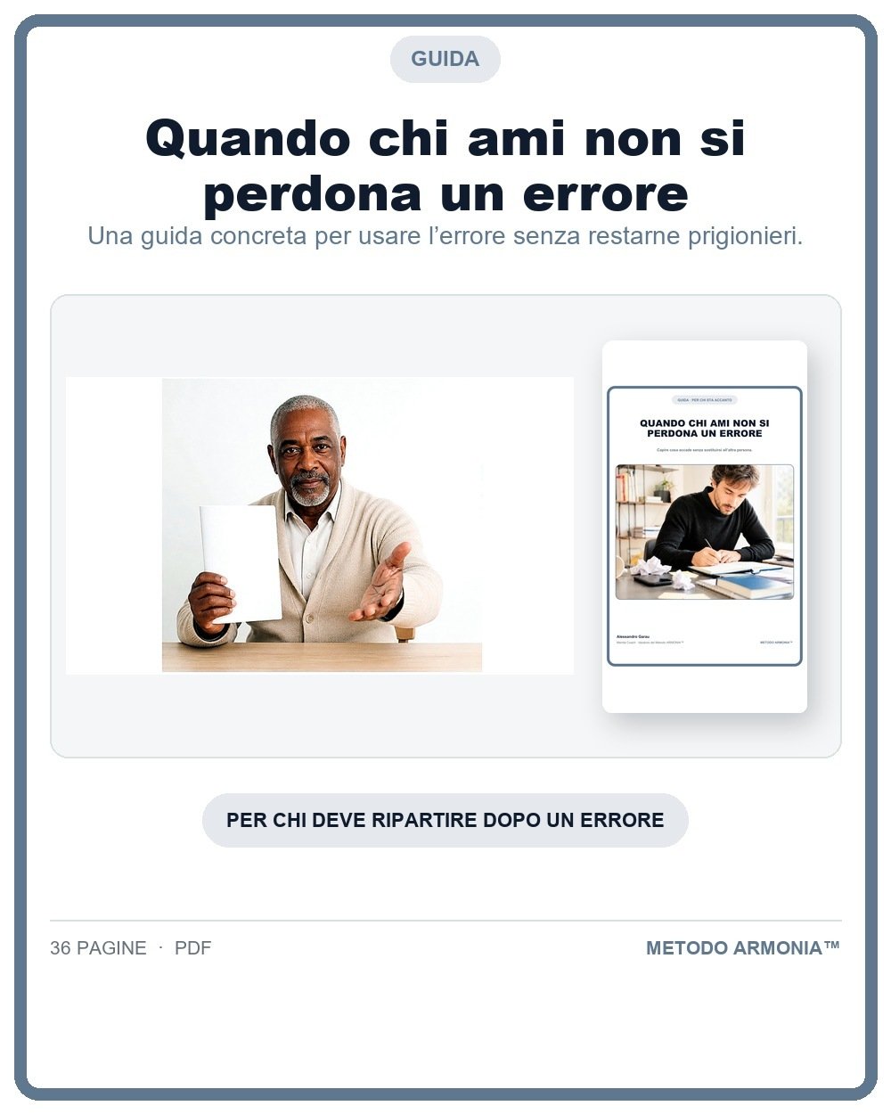 Quando chi ami non si perdona un errore — Copertina Metodo ARMONIA™