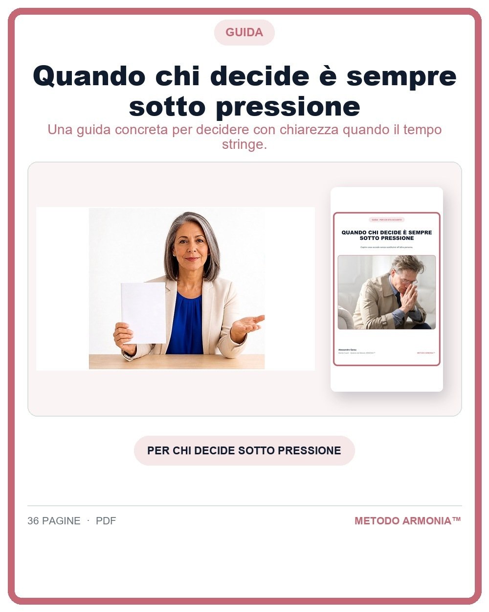 Quando chi decide è sempre sotto pressione — Copertina Metodo ARMONIA™