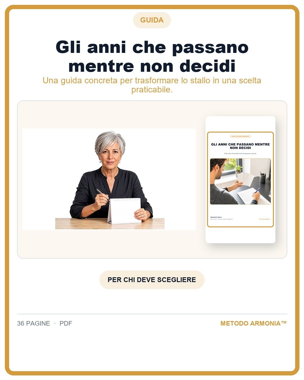 Gli anni che passano mentre non decidi — Copertina Metodo ARMONIA™