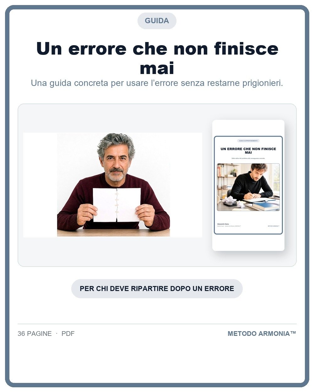 Un errore che non finisce mai — Copertina Metodo ARMONIA™