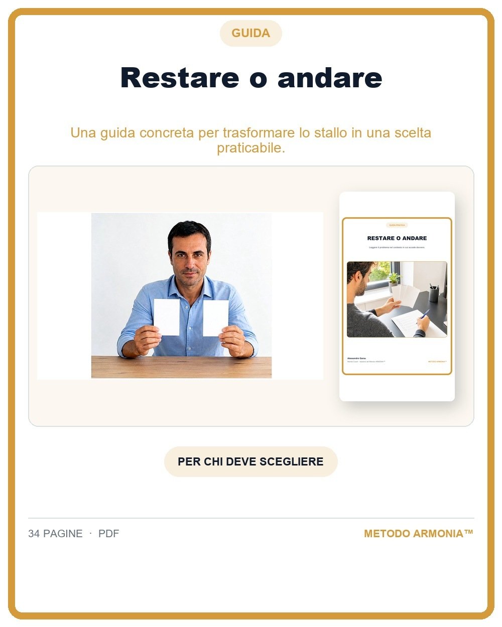 Restare o andare — Copertina Metodo ARMONIA™