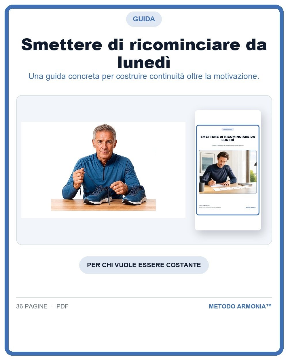 Smettere di ricominciare da lunedì — Copertina Metodo ARMONIA™