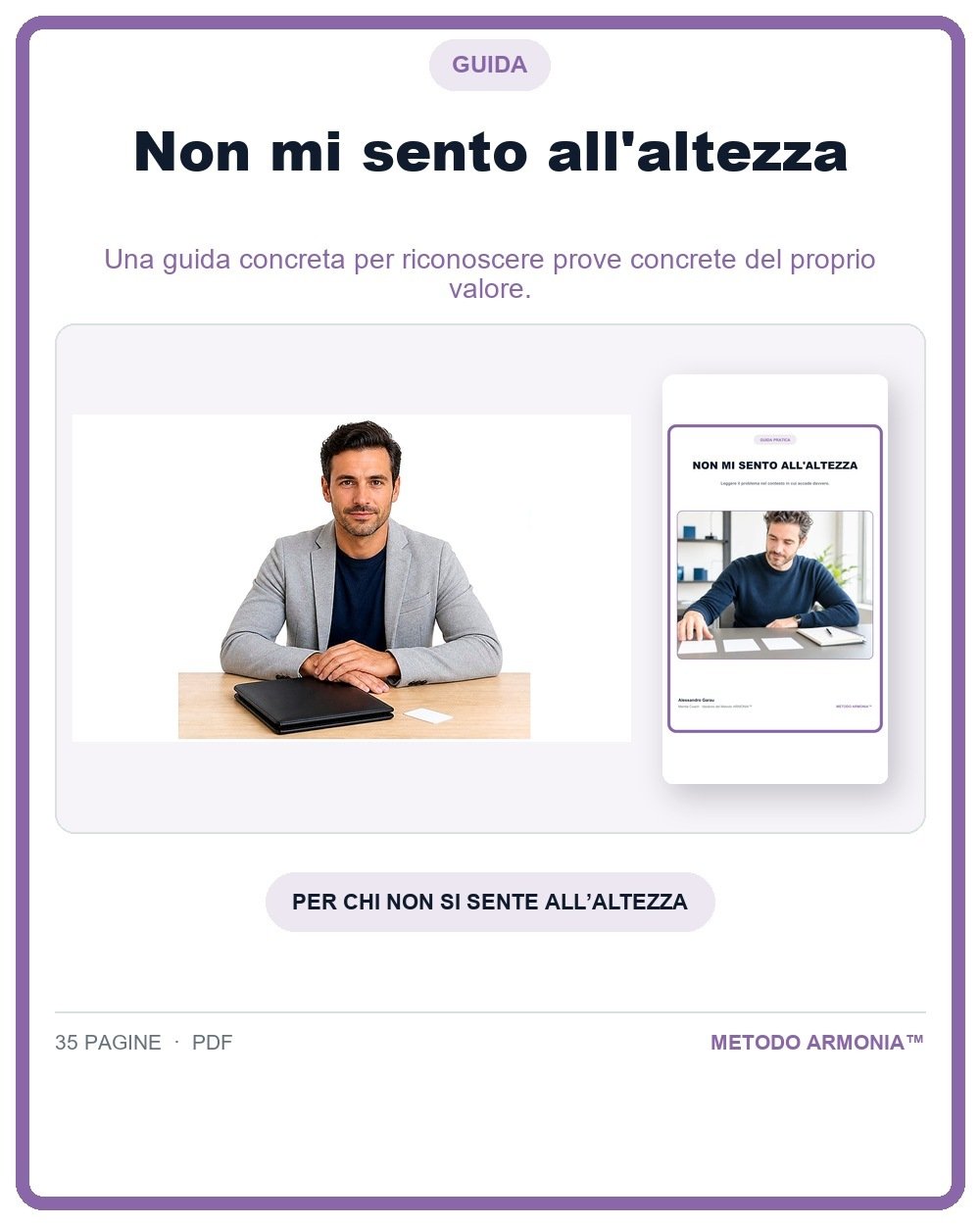 Non mi sento all'altezza — Copertina Metodo ARMONIA™