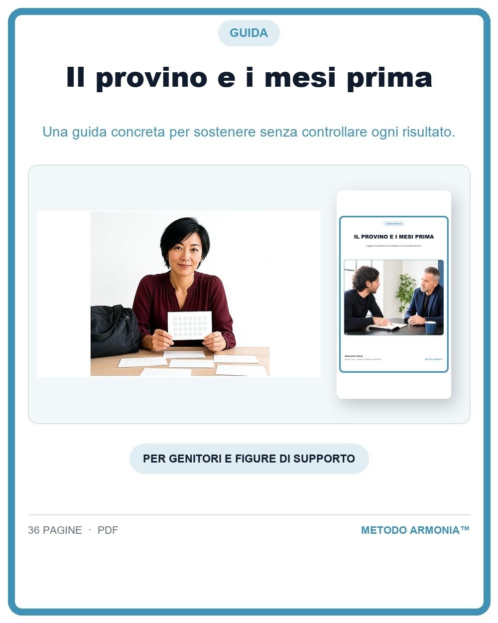 Il provino e i mesi prima — Copertina Metodo ARMONIA™