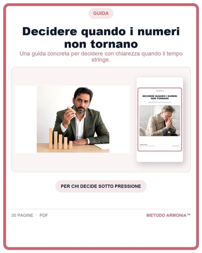 Decidere quando i numeri non tornano — Copertina Metodo ARMONIA™