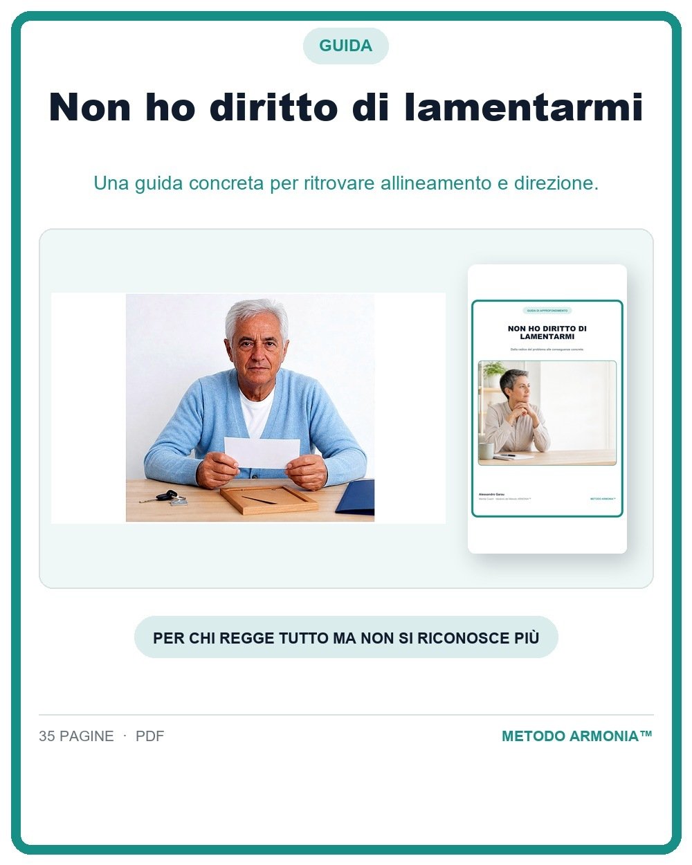 Non ho diritto di lamentarmi — Copertina Metodo ARMONIA™