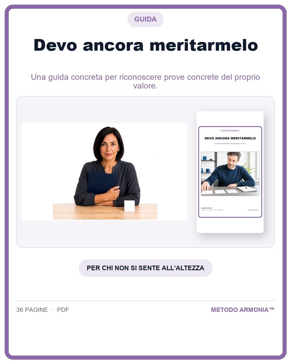 Devo ancora meritarmelo — Copertina Metodo ARMONIA™