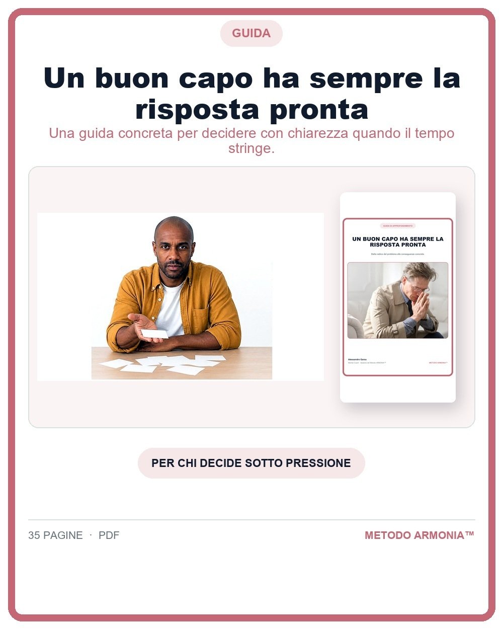 Un buon capo ha sempre la risposta pronta — Copertina Metodo ARMONIA™