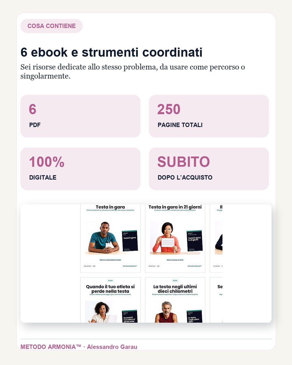 In allenamento vai, in gara no — Cosa contiene