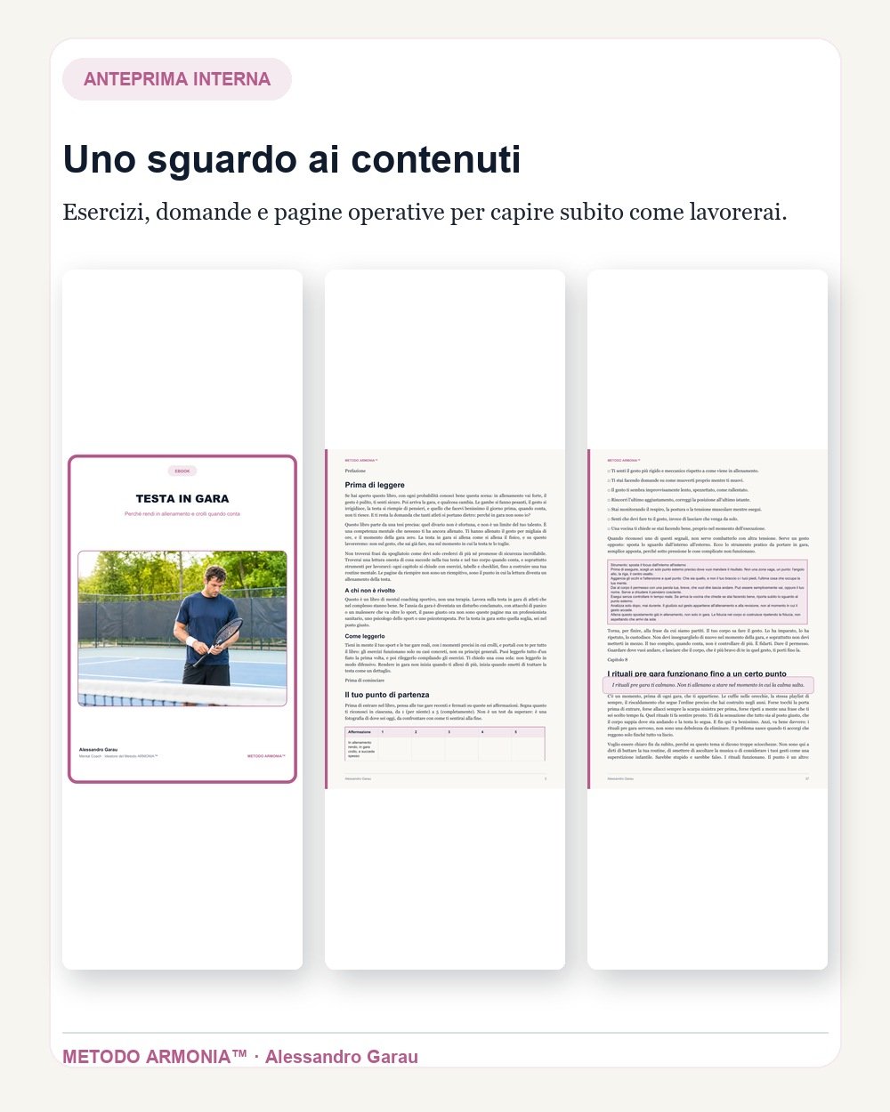 Anteprima di esercizi e pagine operative di Testa in gara