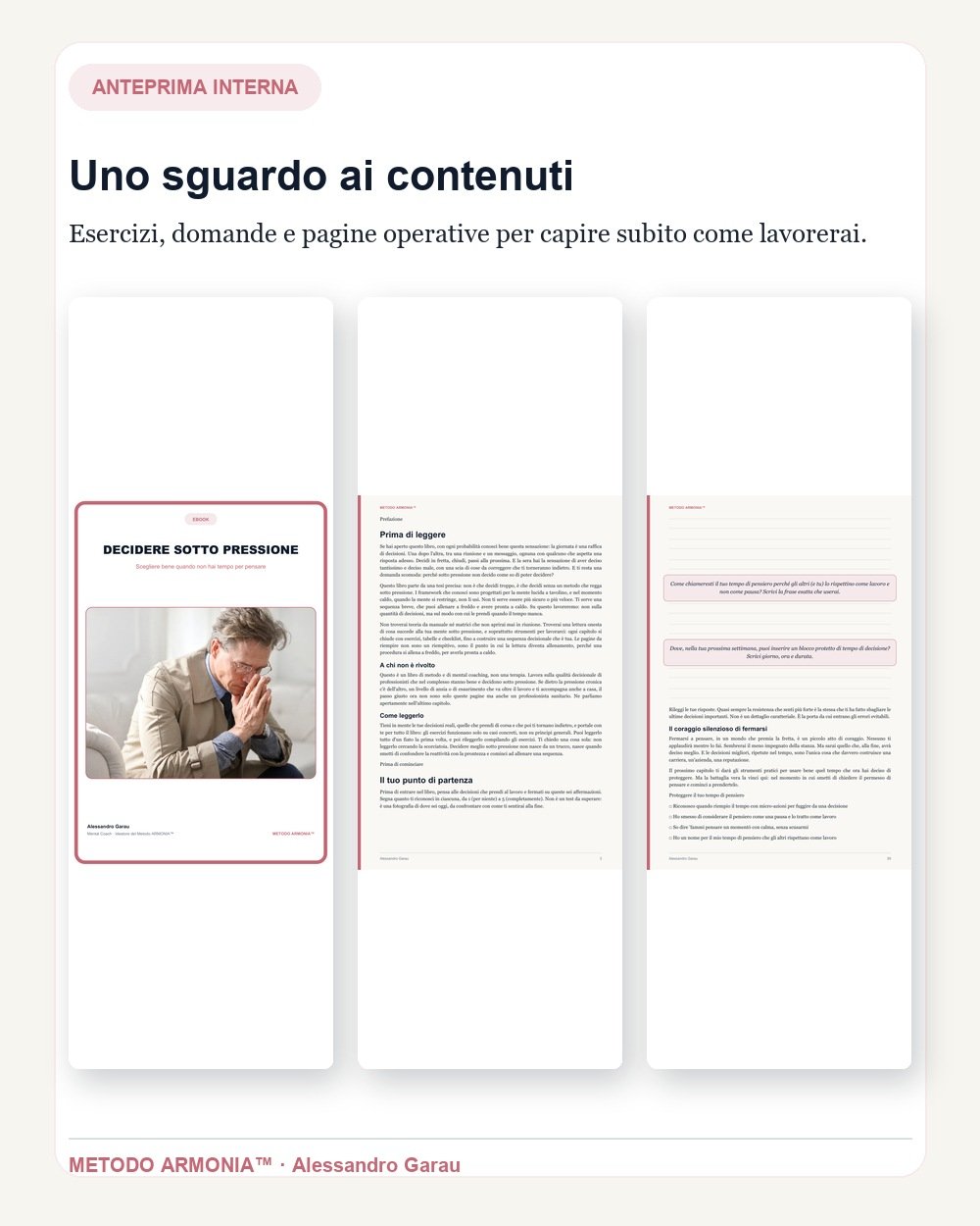 Anteprima di esercizi e pagine operative di Decidere sotto pressione