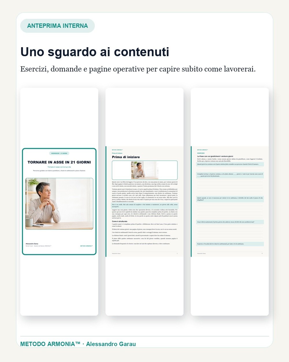 Anteprima di esercizi e pagine operative di Tornare in asse in 21 giorni