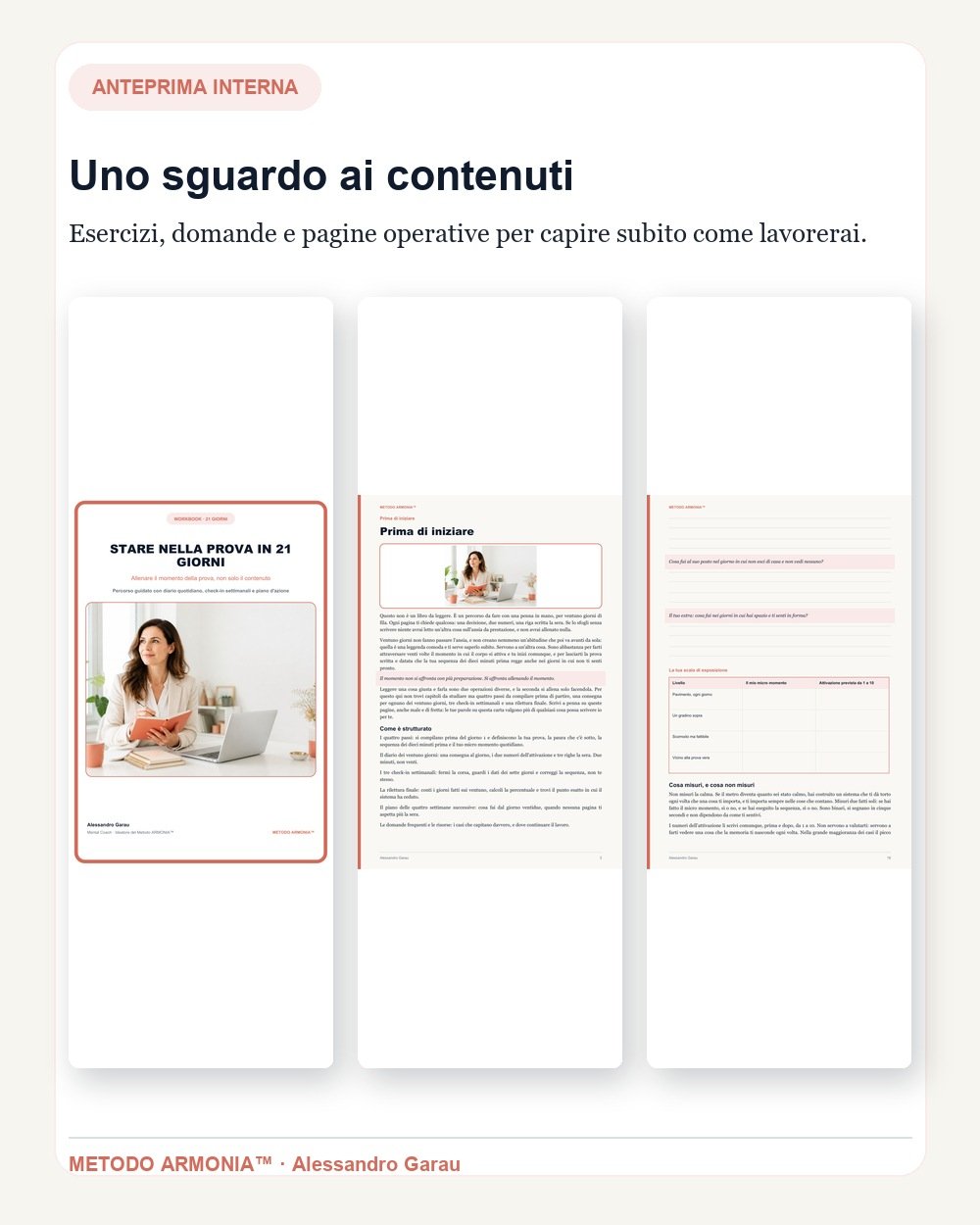 Anteprima di esercizi e pagine operative di Stare nella prova in 21 giorni