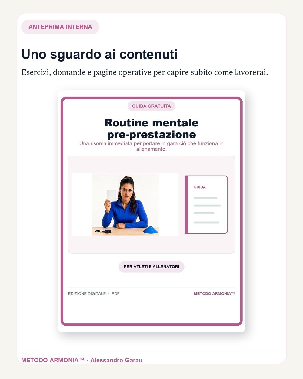Anteprima di esercizi e pagine operative di Routine mentale pre-prestazione